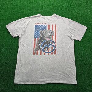 Magellan Tshirt Men XL Gray Short Sleeve USA Flag Labrador Dog Patriotic Outdoor